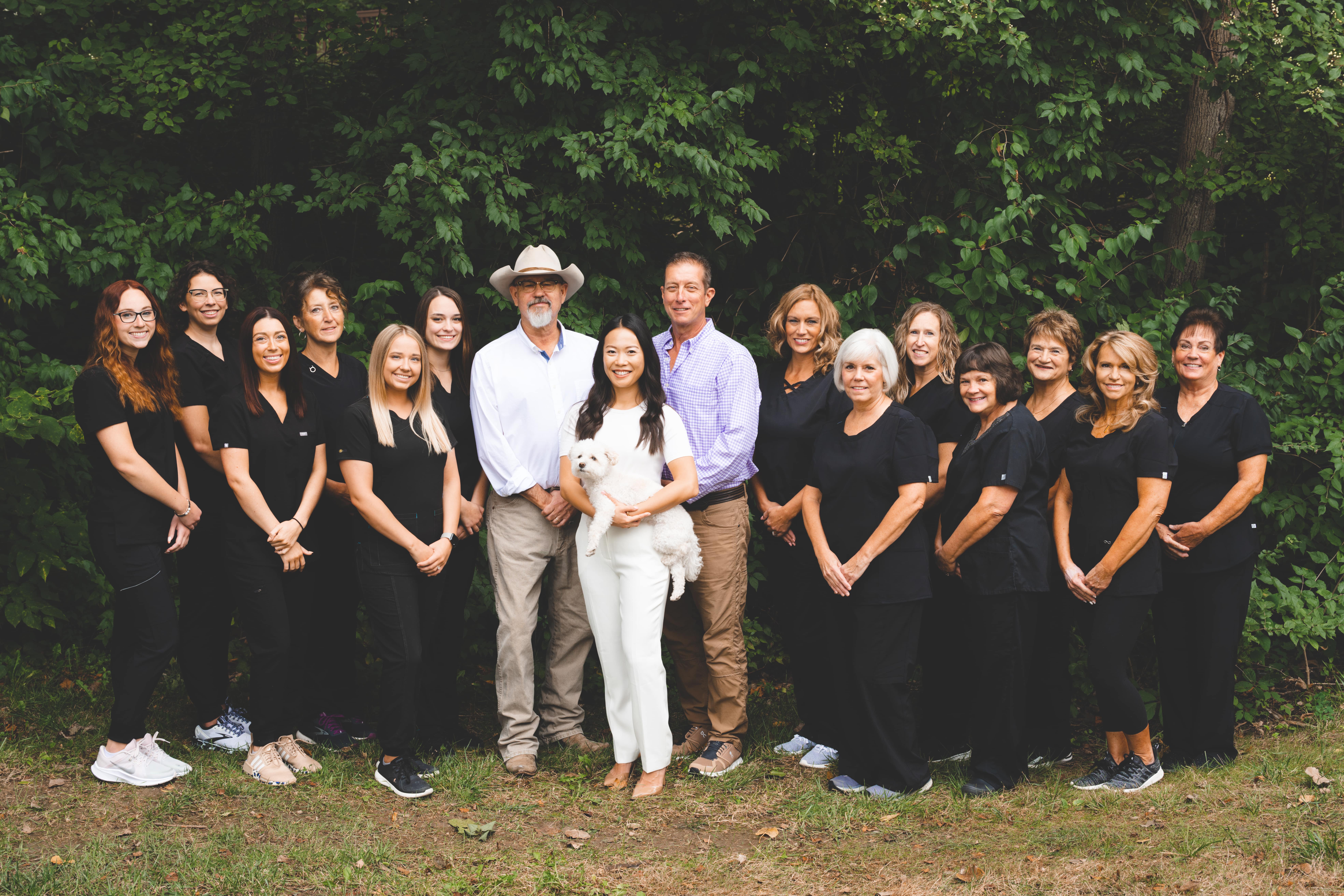AW Orthodontics team portrait featuring Dr. Ariel Wong and staff, providing braces and orthodontics in Lebanon and Zionsville.